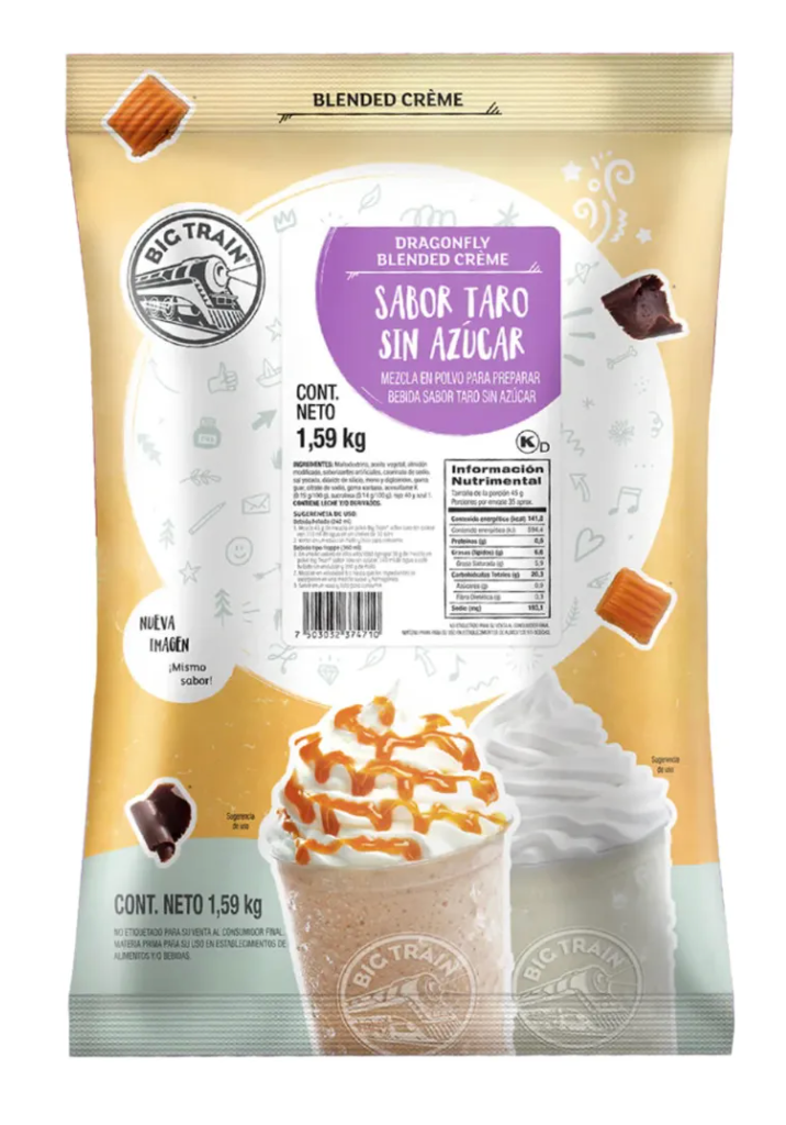 Dragonfly Mezcla en Polvo Taro Sugar Free 1.59 kg – Base Sin Azúcar para Bubble Tea | Cafeterías en México