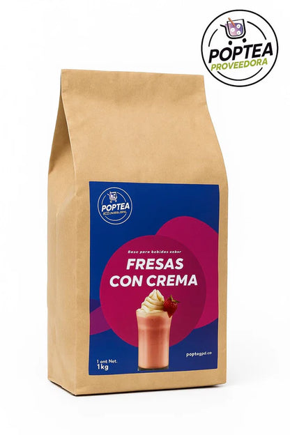 Bolsa de polvo fresas con crema POP Tea 1 kg base para bebidas