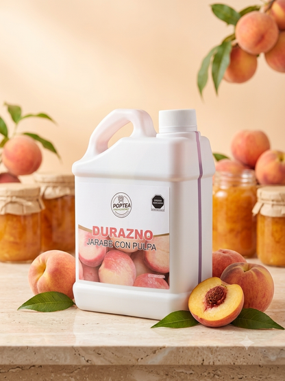 Jarabe de Durazno con Pulpa Pop Tea – Para Bubble Tea