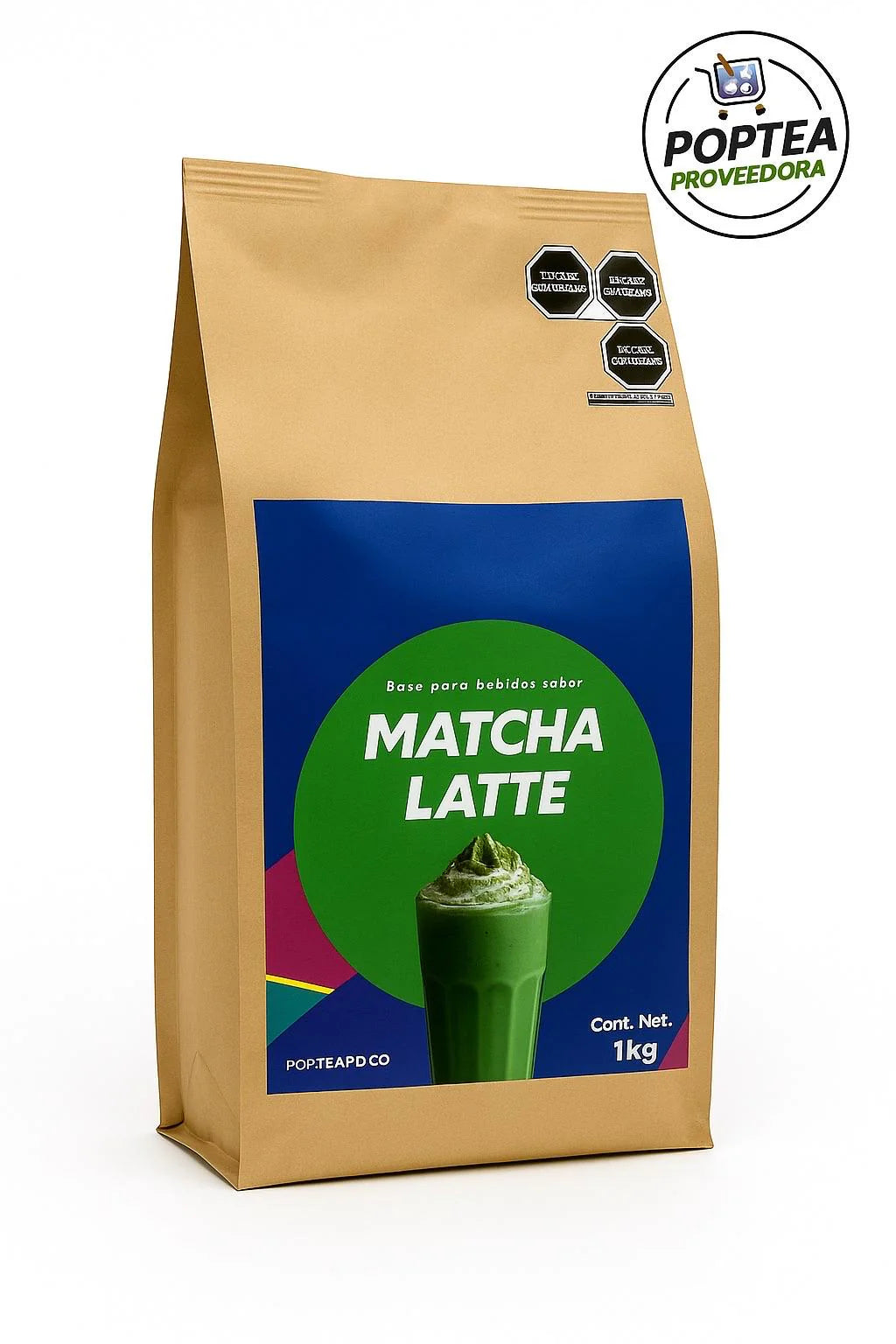 Bolsa de polvo matcha latte POP Tea 1 kg base para bebidas