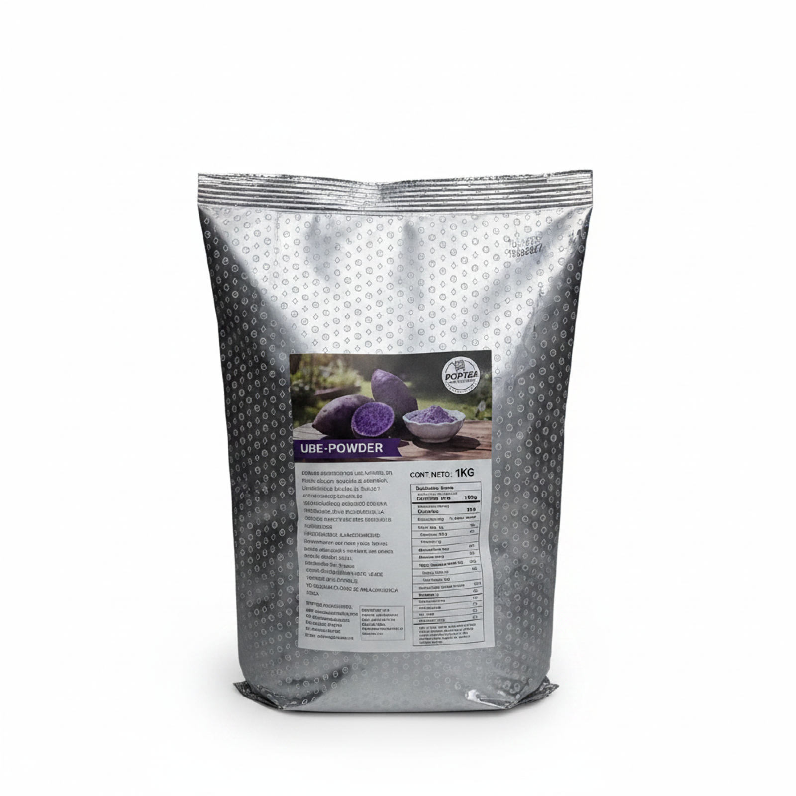 Bolsa de 1 kg de ube en polvo POP Tea de frente