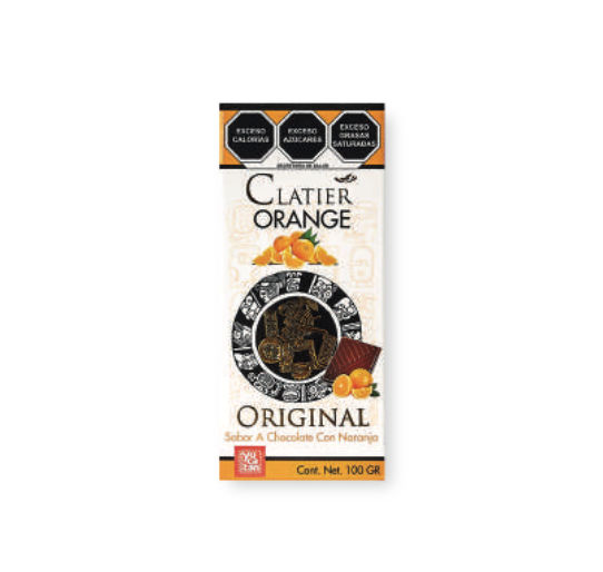 Barra de chocolate Clatier semiamargo con naranja 100 g