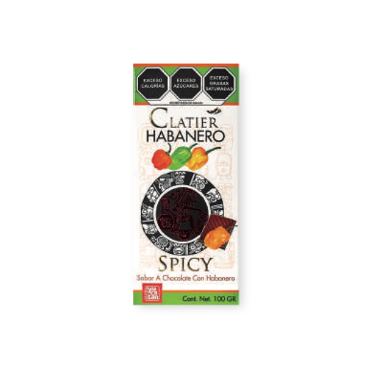 Clatier Barra de Chocolate Semiamargo con Chile Habanero 100 g – Chocolate Premium Gourmet para Repostería, Bubble Tea y Cafeterías en México