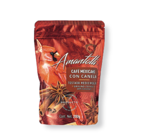 Amantolli Café Cardenal Canela 200 g – Café Mexicano Tostado Medio con Canela