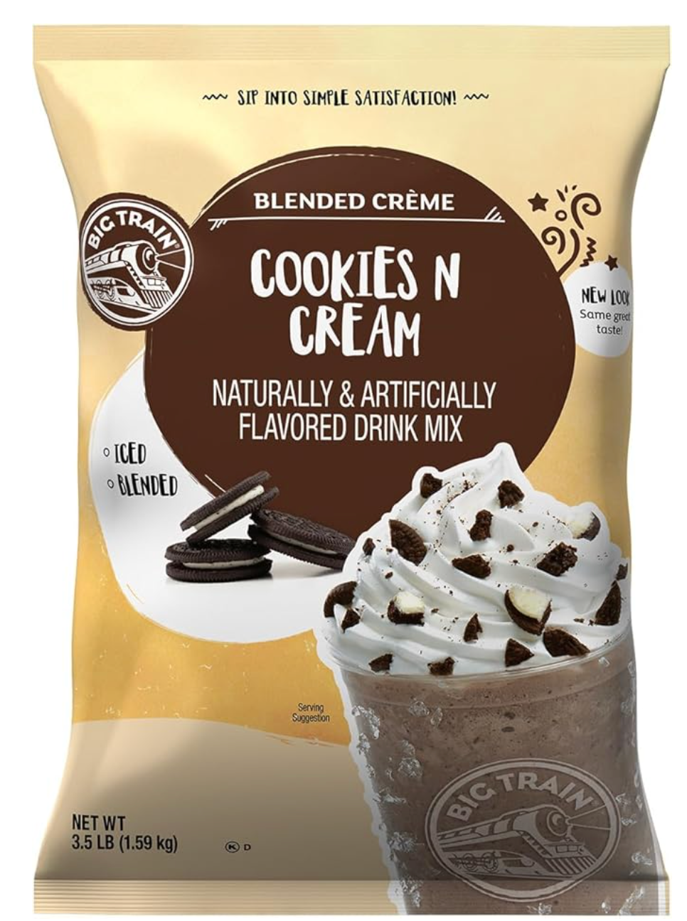 Big Train Mezcla en Polvo Cookies & Cream 1.59 kg – Base Cremosa para Bubble Tea y Frappés | Cafeterías en México