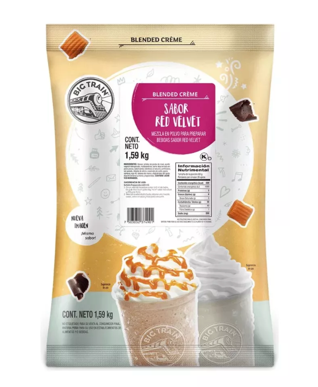Big Train Mezcla en Polvo Red Velvet 1.59 kg – Base Gourmet para Bubble Tea y Frappés | Cafeterías en México