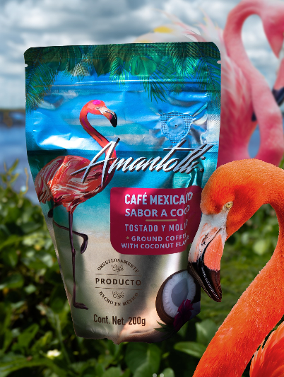 Amantolli Café Flamingo Coco 200 g – Café de Especialidad Mexicano con Coco