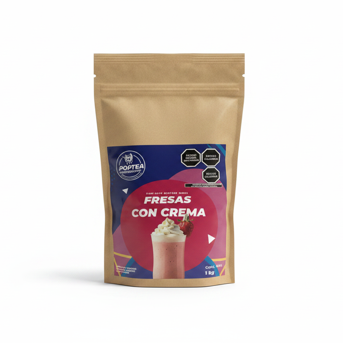Bolsa de 1 kg de polvo sabor fresas con crema POP Tea