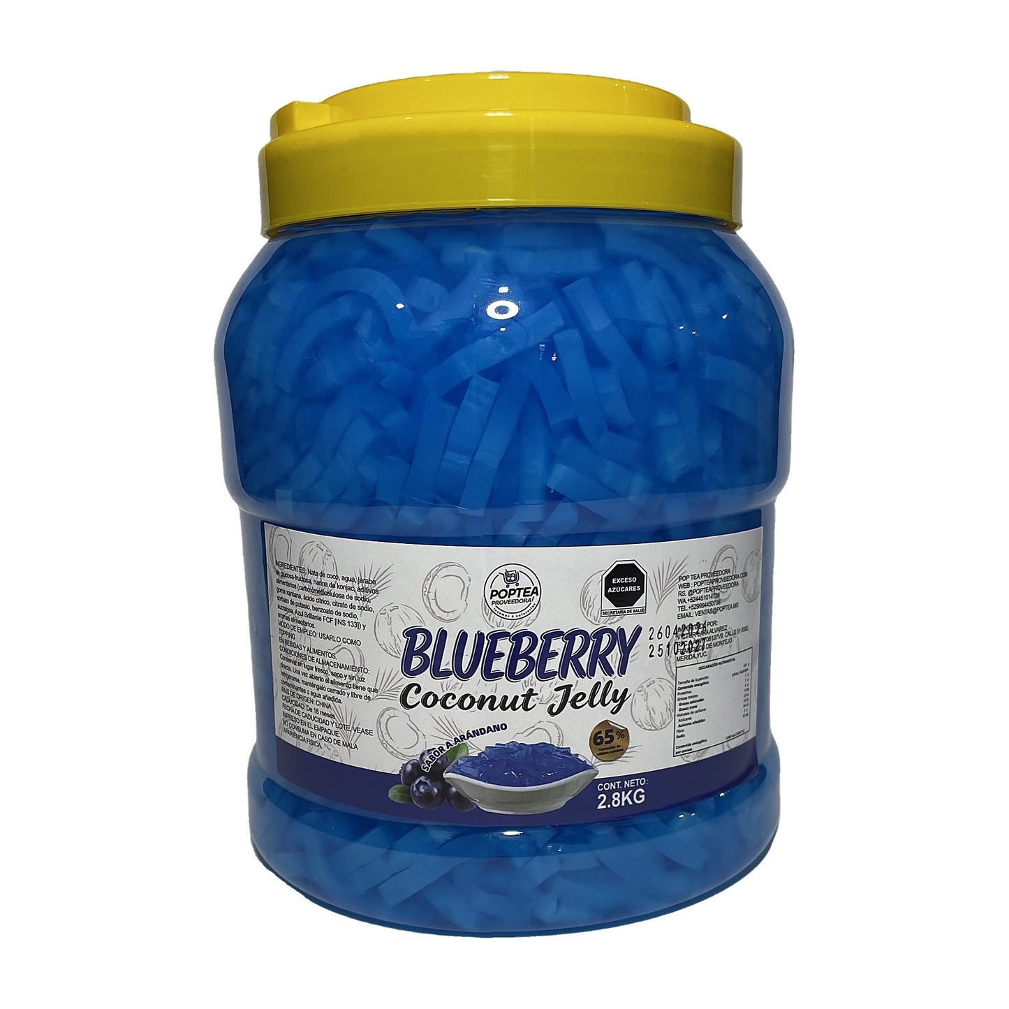 Etiqueta del bote de Coconut Jelly sabor blueberry POP Tea 2.8 kg