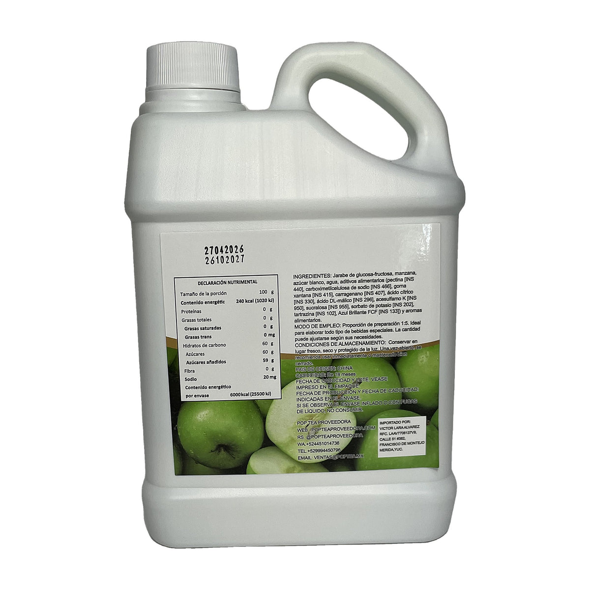 Jarabe de Manzana Verde con Pulpa Pop Tea 2L — foto 2