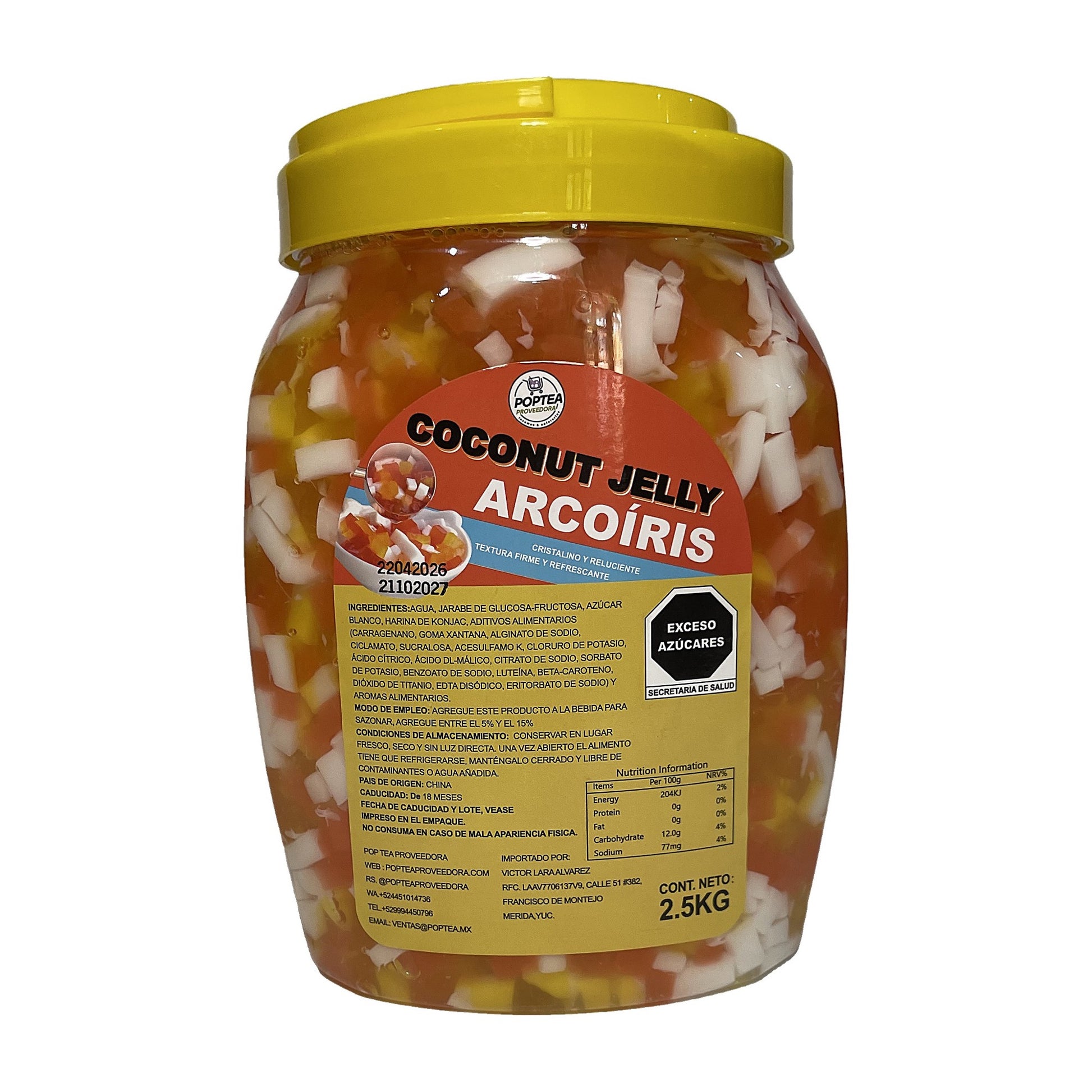 Etiqueta del bote de Coconut Jelly arcoíris POP Tea 2.5 kg