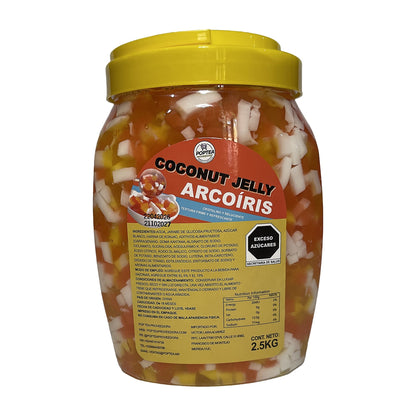 Etiqueta del bote de Coconut Jelly arcoíris POP Tea 2.5 kg