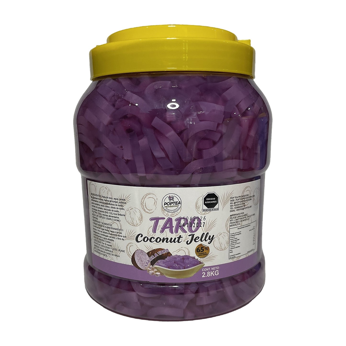 Etiqueta del bote de Coconut Jelly sabor taro POP Tea 2.8 kg