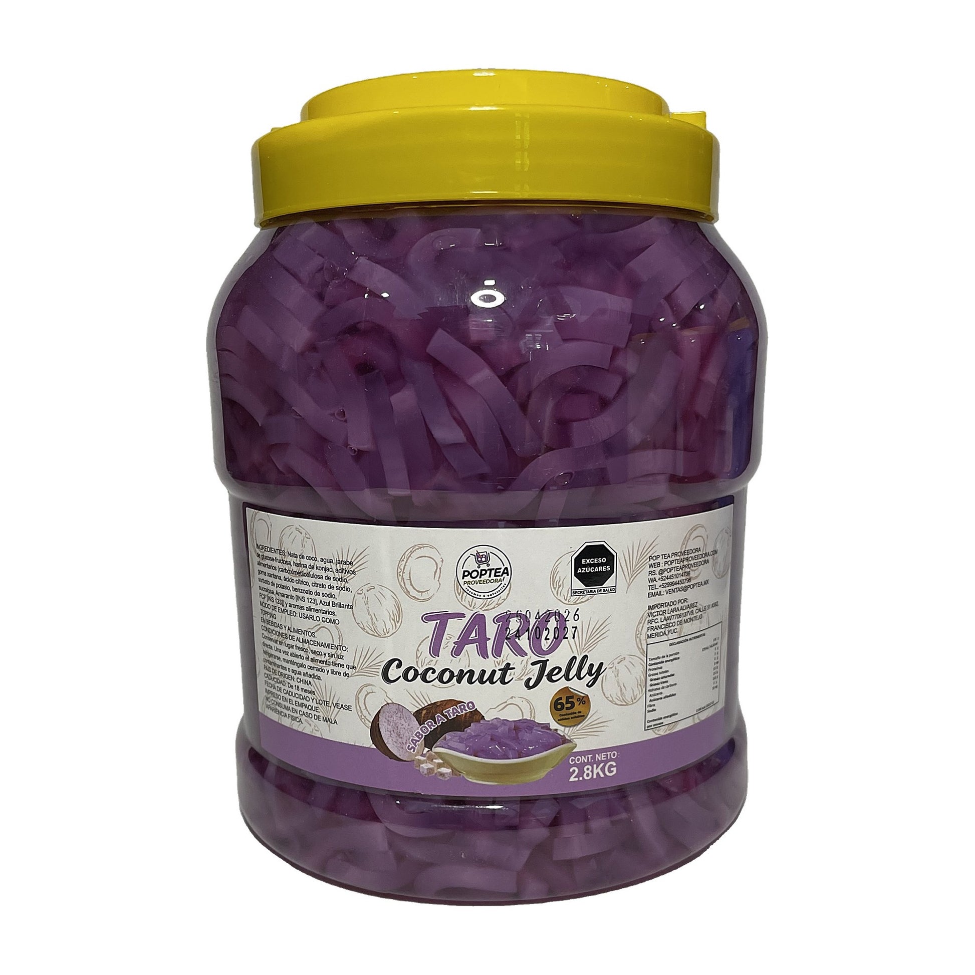 Etiqueta del bote de Coconut Jelly sabor taro POP Tea 2.8 kg