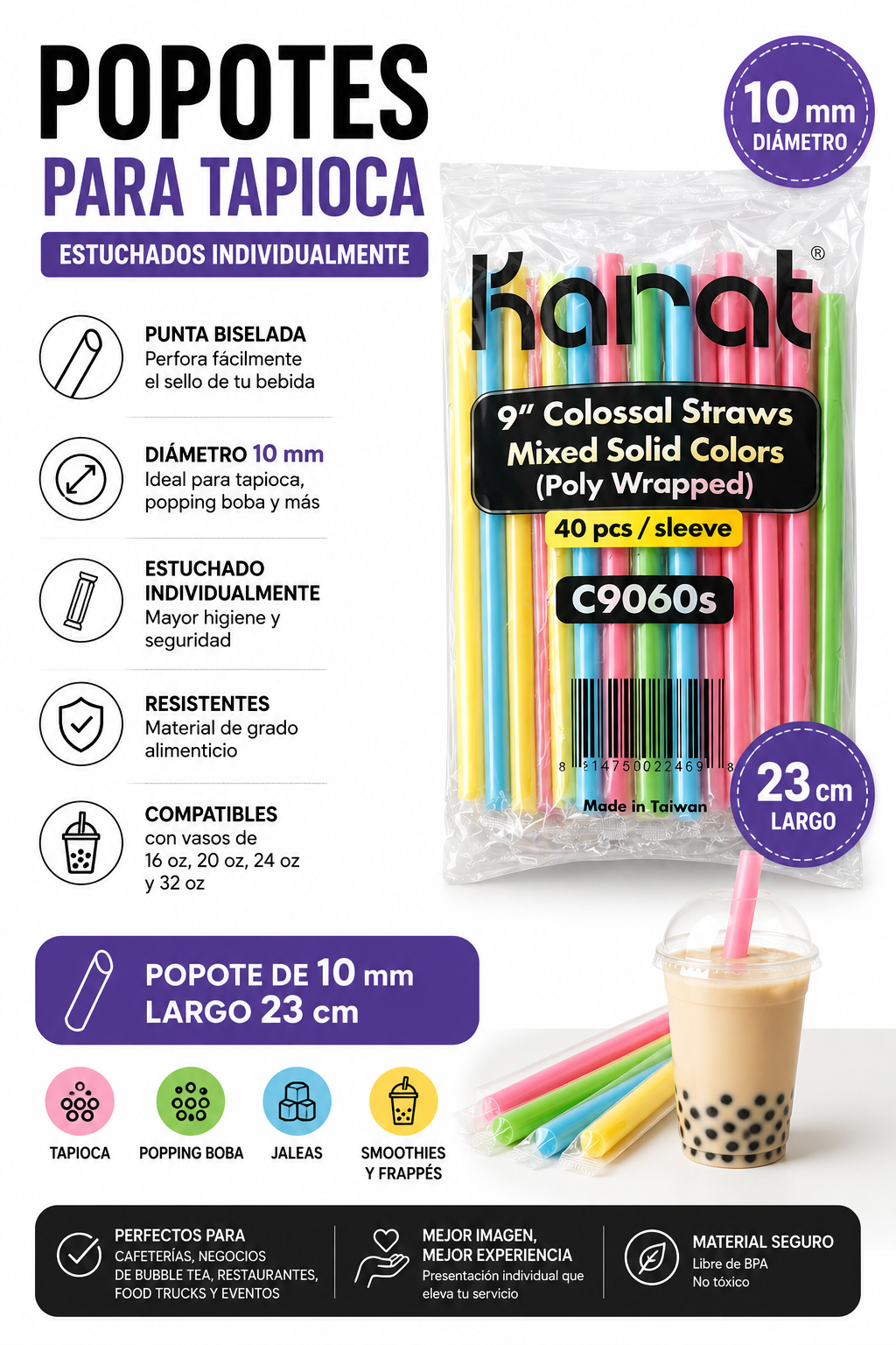 Popotes para Tapioca Gruesos – Caja 1600 pzas