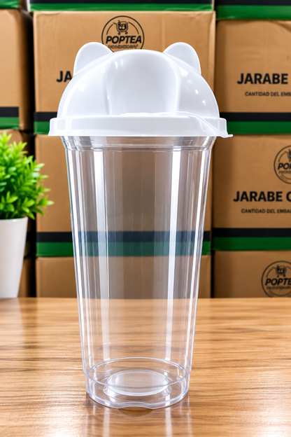 SET de 400 Vasos  de 600ml altos con Panda blanco-Vaso  tipo starbucks
