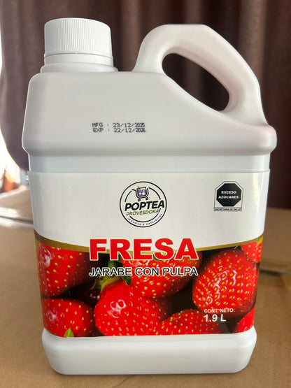 Envase de jarabe de fresa POP Tea 2.5 kg concentrado para bebidas