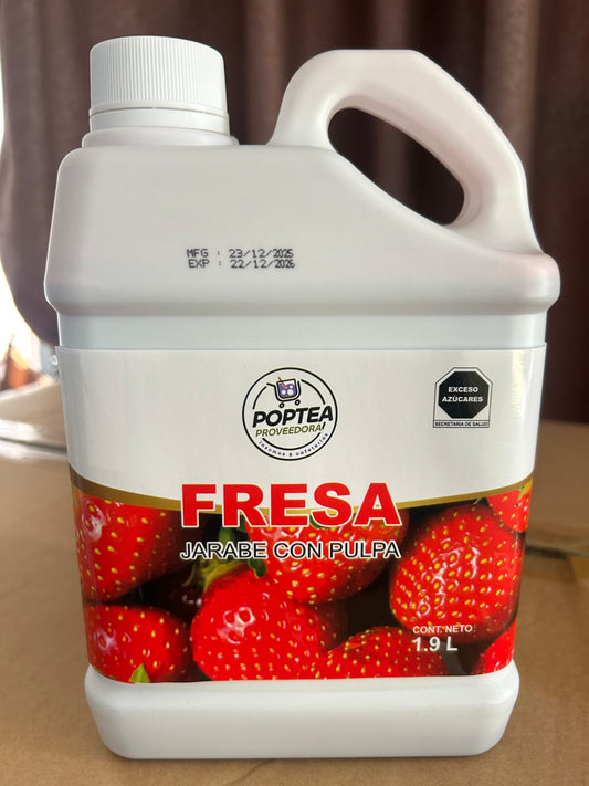 Envase de jarabe de fresa POP Tea 2.5 kg concentrado para bebidas