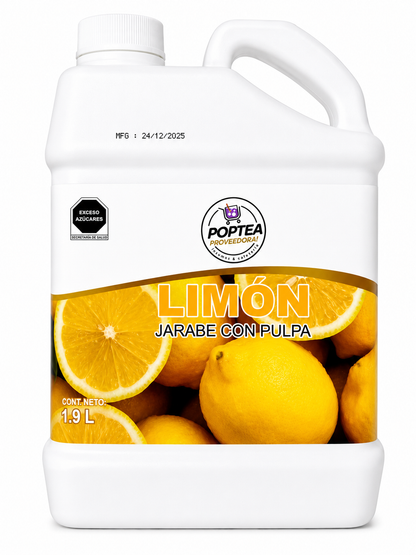 Jarabe de Limón marca Pop Tea 2.5 kg – Concentrado Aromatizado para Bebidas.