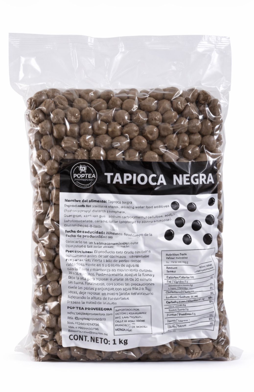 Bolsa de tapioca negra POP Tea 1 kg perlas boba para bubble tea