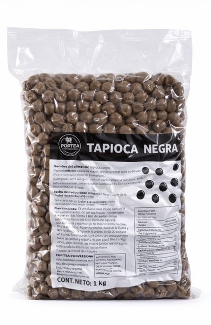 Bolsa de tapioca negra POP Tea 1 kg perlas boba para bubble tea