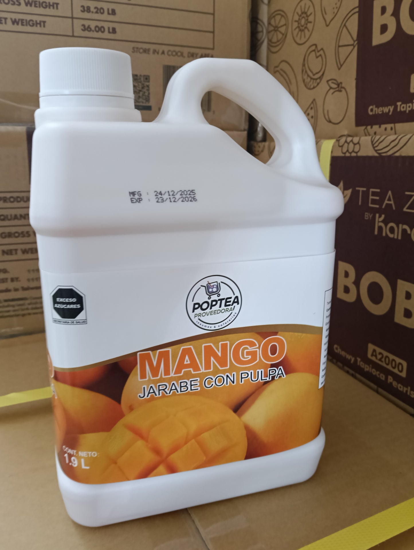 Envase de jarabe de mango POP Tea 2.5 kg concentrado para bebidas