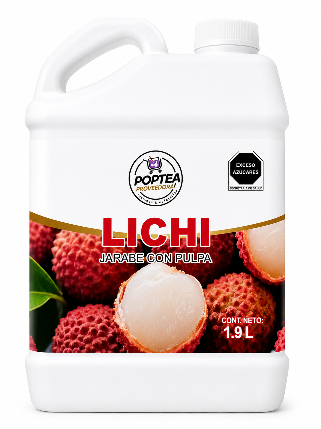 Jarabe de Lychee marca Pop Tea de 2.5 kg .