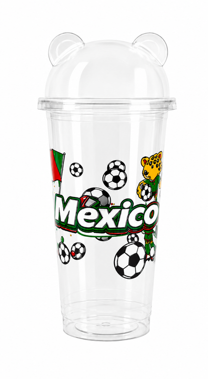 Set de 500 vasos de 600ml,90mm, Impreso México-Incluye domo Panda
