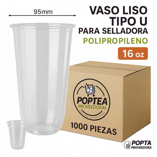 Caja de vasos tipo U de 500 ml para bubble tea